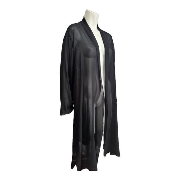 Eileen Fisher 100% Silk Georgette Cardigan Sheer Black Lagenlook womens XL - Picture 5 of 15